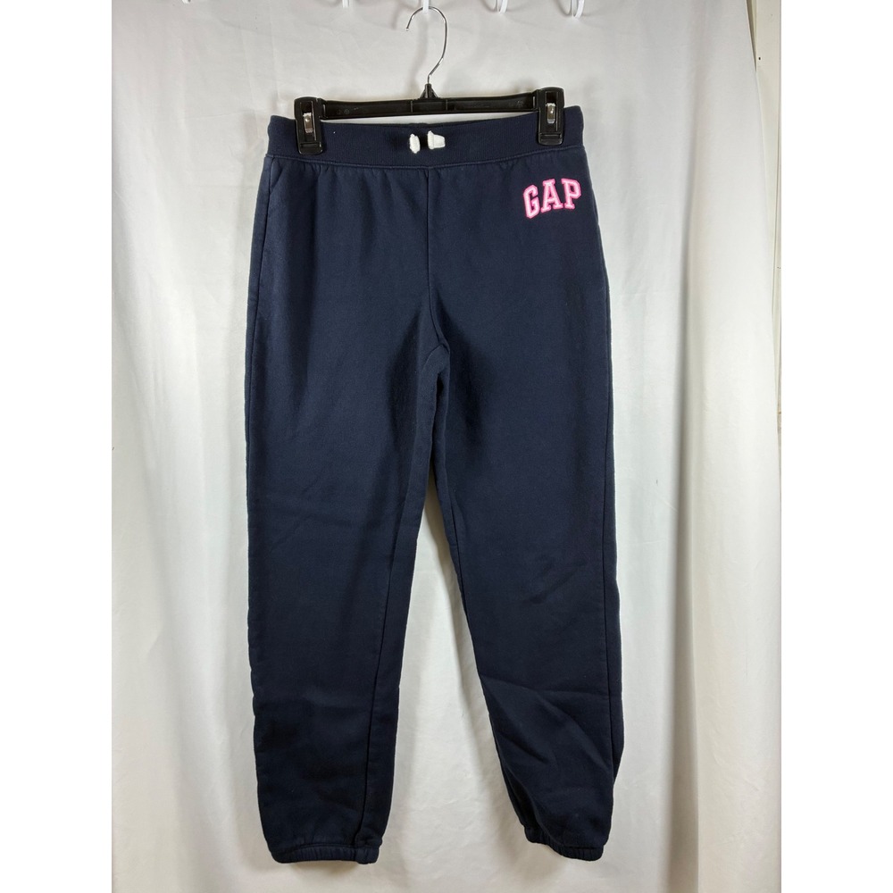 Gap Kids Navy‎ Blue Fleece Joggers Logo Sweatpants XXL 14-16 Navy Pink Logo